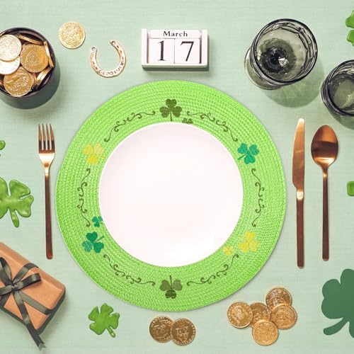 Green Clover St. Patrick's Day Placemat Set - Embroidered 13.4 Inch Table Mats