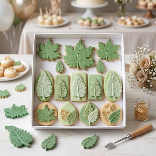 Leaf Silicone Mold Set of 3 - Ginkgo & Maple Leaves for Cake Decorating - Style J