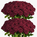 Artificial Burgundy Roses Bulk - 60 Silk Fake Flowers for Weddings & Decor - Wine Red