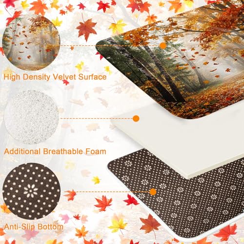 Autumn Halloween Bathroom Rug Set of 3 - Maple Leaf Harvest, Non-Slip Microfiber Bath Mats