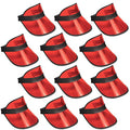 Red Plastic Dealer’s Visor 12 Pack - Casino Theme Sun Visors with Black Band