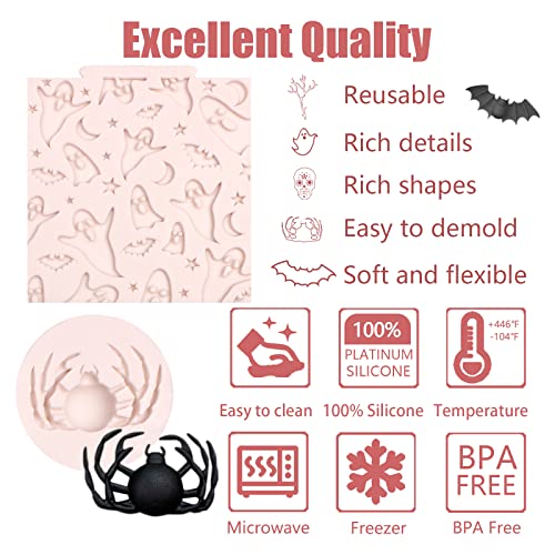 Halloween Silicone Mold Set for Cake Decorations and Crafts - 6 Pcs