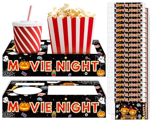 50Pcs Halloween Movie Night Snack Trays with Pumpkin Design - Party Supplies