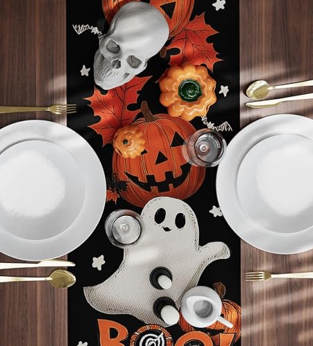 Halloween Pumpkin Ghost Table Runner 13x72 Inches | Spooky Fall Decor - Variation of THIS Listing