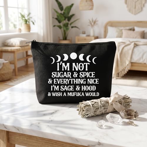 Witchy Makeup Bag with Moon Phase Design - Gothic Gift for Women