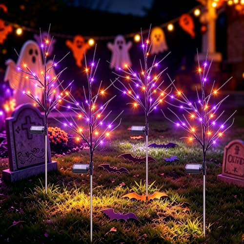 Black & Orange Purple Solar Halloween Tree Lights 2 Pack - Variation of THIS listing