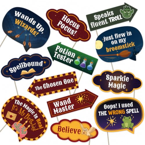 Wizard Party Photo Booth Props Set – 12 Magical Fantasy Birthday Decorations