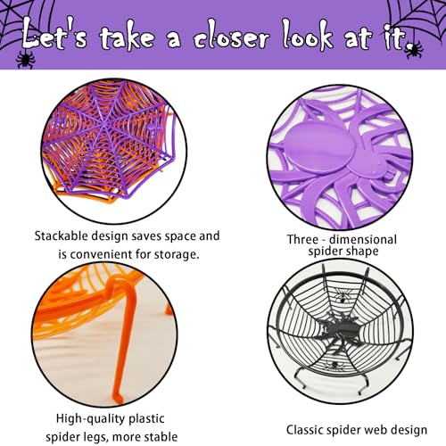 Halloween Candy Bowl Set 6 Pcs Spider Web Design Kids Party Decor