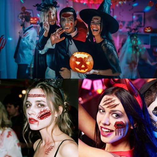 Waterproof Zombie Scar Tattoos Set - 30 Sheets for Halloween & Cosplay
