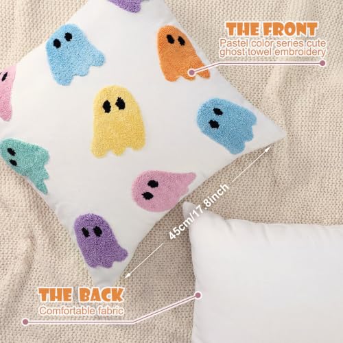 Pastel Halloween Ghost Pillow Covers 18x18 Set of 2 Decorative Cushion Cases
