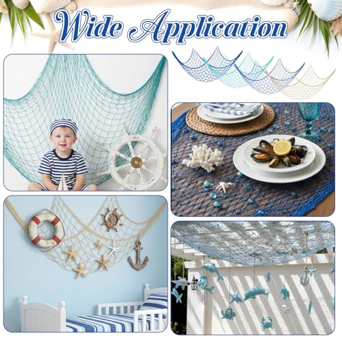 8 Pack Fish Net Decorations for Party, 39.4x78.7 Inch Ocean-Themed Netting
