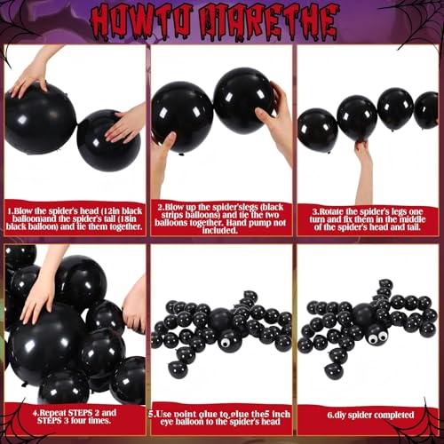 Halloween Balloons Set with Devil & Red White Variation - 148 pcs Party Decorations