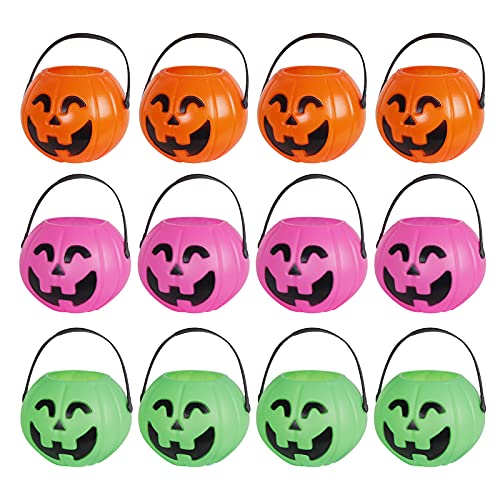 Mini Halloween Pumpkin & Cauldron Buckets, 12-Pack - Candy & Decor Set