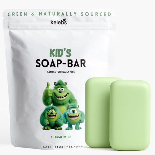 KELEBS Hypoallergenic Kids Soap Bar 2-Pack - Organic Chamomile Body Wash for Gentle Cleansing