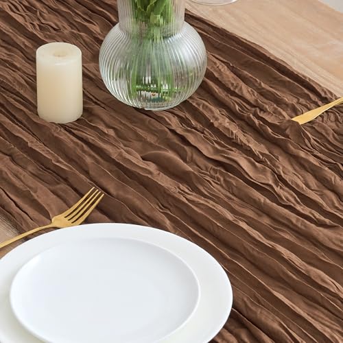 12 Pack Brown Cheesecloth Table Runner 10FT Fall Boho Wedding Home Decor