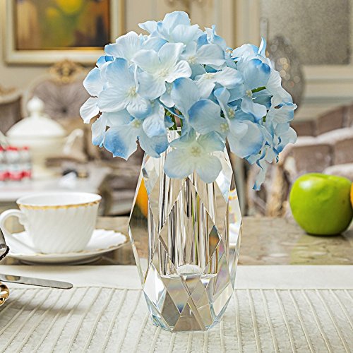 Small Crystal Flower Vase - 6 Inch Clear Decorative Vase with Gift Box for Home Wedding Christmas