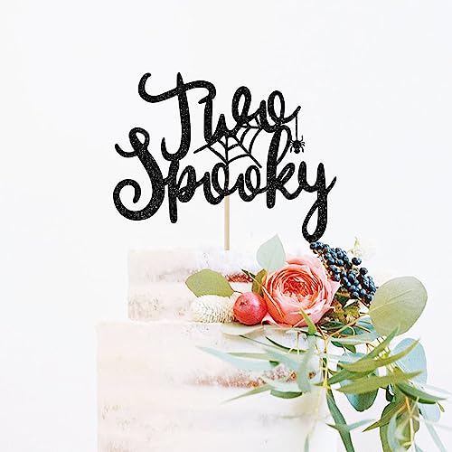Halloween Birthday Cake Topper - Spooky Black Glitter Decoration for 6-10 Inch Cakes