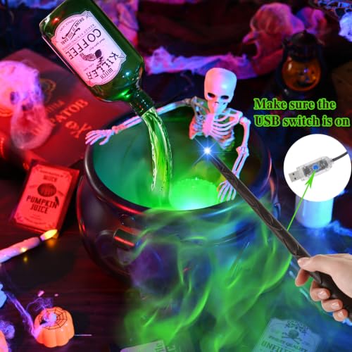 Magic Halloween Cauldron Decor with Floating Potion, Fog & Lights - 1 Pc