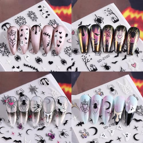 Halloween Nail Stickers Set - Ghost, Spider, Bat Web Decals for Nail Art