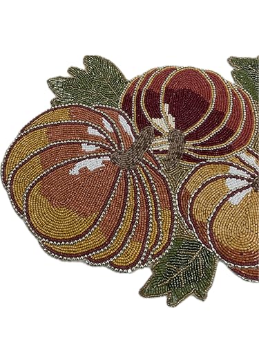 Halloween Fall Beaded Table Runner - Colorful Autumn Table Decor 36x14 Inches