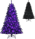 6ft Black Artificial Christmas Tree with Purple LED Lights - Halloween & Holiday Decor