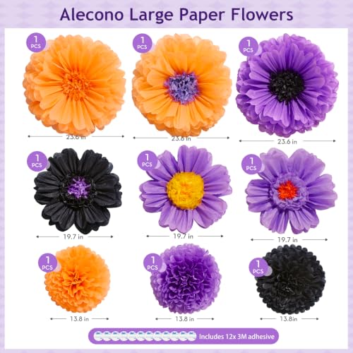 Alecono 9 Pcs Giant Paper Flowers Decorations for Wall (24", 20", 14")