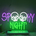 Spooky Night Neon Sign Skull LED Light Halloween Wall Decor - Creepy Halloween Party & Bedroom Decoration