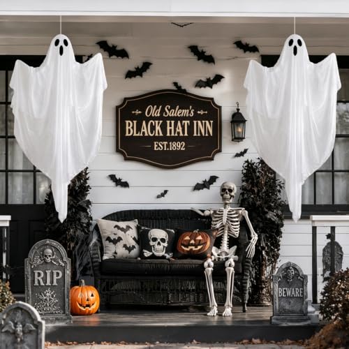 Blue 4 FT Light Up Halloween Ghost Decoration with LED Lights, Timer & 8 Modes
