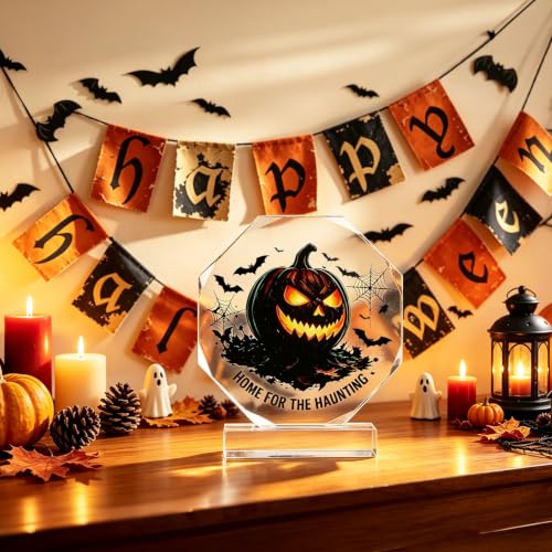 Halloween Spooky Jack O' Lantern Decor with Bats & Spiderwebs - Indoor Tabletop Accent