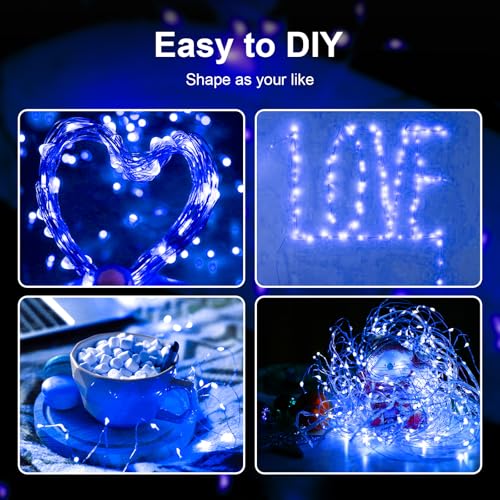 Blue Battery Operated Fairy Lights 100 Pack 20 LED 7ft String with 3 Modes for Indoor Outdoor Decor