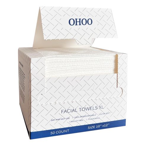 Disposable Face Towels 10"×12" Makeup Remover and Clean Soft and Thick Dry Wipes Facial Tissue XL Towelettes 50 Count