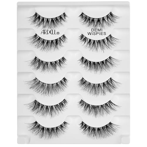 Multipack Fake Mink Eyelashes - Natural Look Demi Wispies 6 Pairs - Flared & Reusable