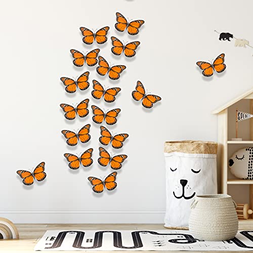 Orange Monarch Butterfly Wall Decor Set - 100 Realistic Artificial Butterflies for Crafts & Events