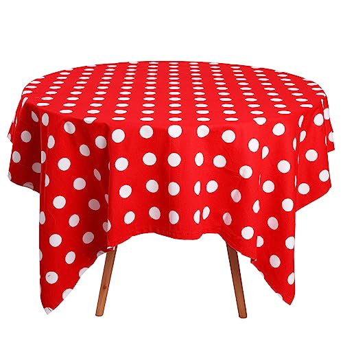 Christmas Polka Dot Tablecloth - Red & White Holiday 55x70 Inch Rectangular Table Cover