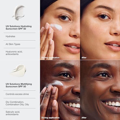 Clinique UV Solutions Hydrating Sunscreen Broad Spectrum SPF 50 With Hyaluronic Acid + Antioxidants | No White Cast | Safe For Sensitive Skin, 1.3 Fl Oz