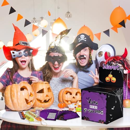 Halloween Costume Contest Ballot Kit - Purple, 51 Pcs Voting Box & Cards