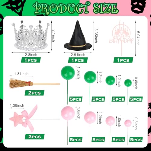 Princess Witch Cake Topper Set for Birthday Party - Reusable Decor