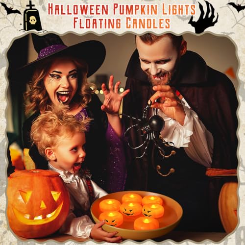24-Pack Orange Floating Candles for Halloween Water Decor - Water-Activated, Long-Lasting Fall Pool & Table Decorations