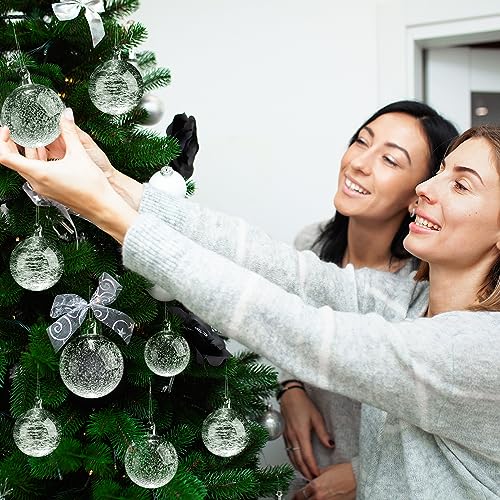 Clear Glass Christmas Ornaments Set - Iridescent Balls in Multiple Sizes, 36 Pack