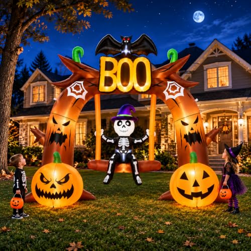 Giant 12FT Halloween Inflatable Boo Archway with LED Lights - Outdoor Yard Decor