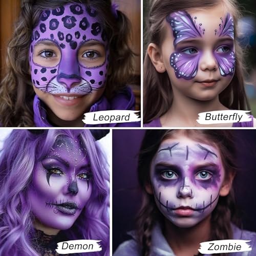 Purple Face & Body Paint Makeup Kit - Non-Toxic Halloween Cosplay & SFX