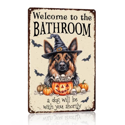 Halloween Wall Art German Shepherd Dog Sign - Funny Bathroom Decorations - Variation of THIS listing