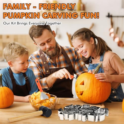 Halloween Pumpkin Carving Kit with 24 Stencils and 3 Tools - Stainless Steel