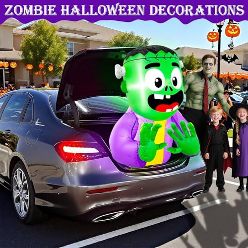 3.5 Ft Inflatable Halloween Zombie Car Decoration Kit with LEDs - Trunk or Treat Prop