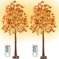 2 Pack 6Ft 130 LED Fall Maple Tree with 8 Flashing Modes Dimmable Thanksgiving Decor