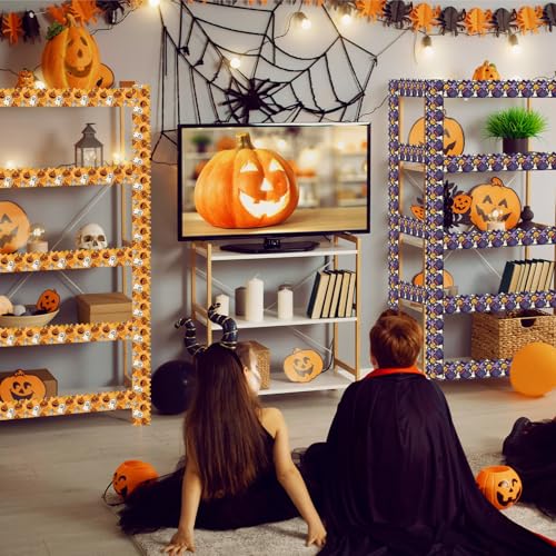 Halloween Bulletin Board Border Spooky Pumpkin Ghost 72ft - Black+Orange