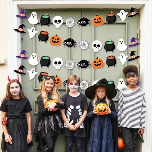 Halloween Hanging Banner Decor Black Witch Ghost Pattern Party Supplies
