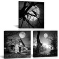 Nachic Wall Spooky Forest Canvas Wall Art - Black Halloween Gothic Decor - 3 Pieces
