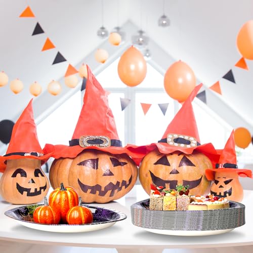 Halloween Party Plates 50 Pack - 10x12 Inch Oval Disposable Dinnerware