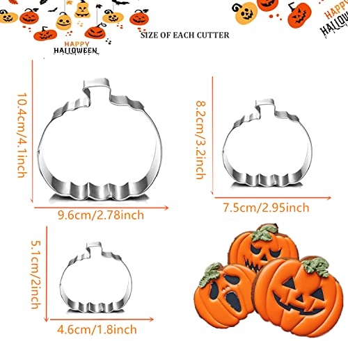 Pumpkin Cookie Cutters Set - 3 Sizes for Halloween & Thanksgiving Baking